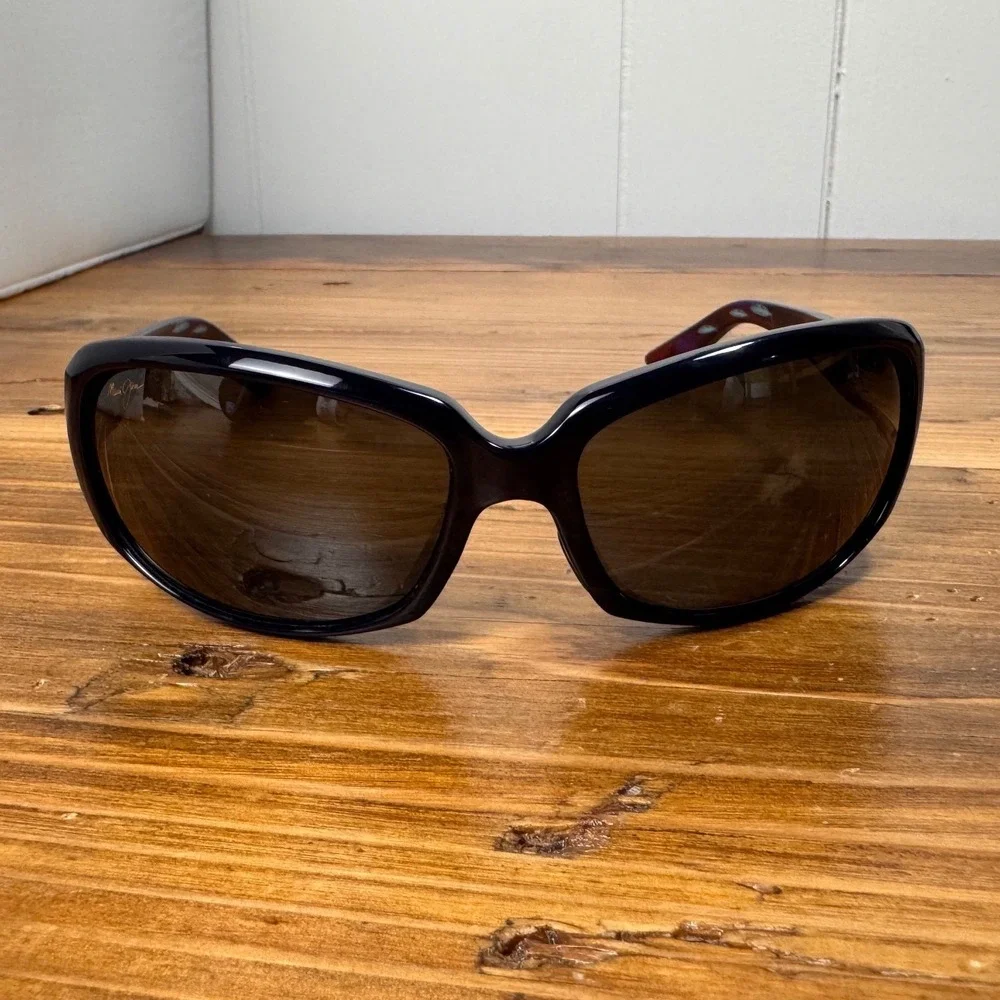 Maui Jim MJ-234-03‎ Yellowfin Polarized Sunglasses Dark Navy Unisex Wrap Sport